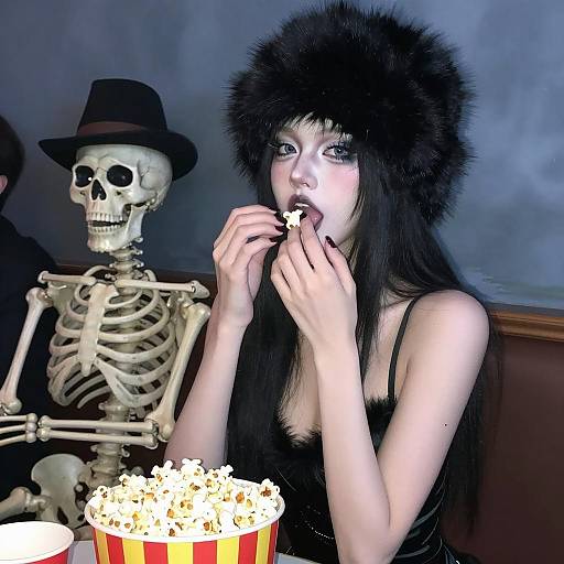 Eerie Popcorn Encounter in Blue Smoke