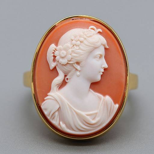 Gold Cameo Ring with Floral Details