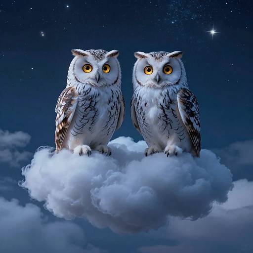 Ethereal Owls on Starlit Clouds