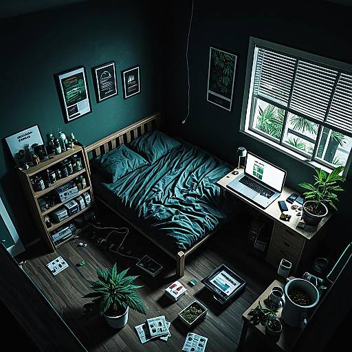 Dimly Lit Dealer's Cluttered Corner