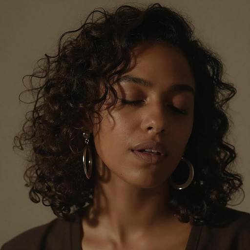 Woman in Warm, Dim Lighting Portrait