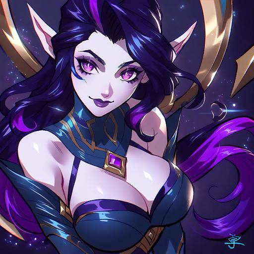 Illustration of Morgana (league of legends), league of legends in the style of Shirako (kirupi)