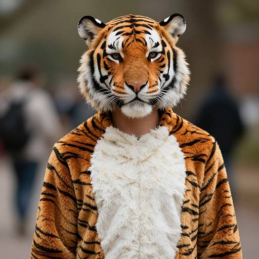 Woman in Tiger Costume with Male Focus