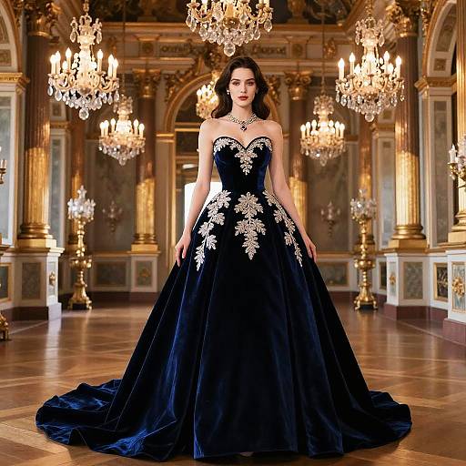 Radiant Woman in Midnight Velvet Gown