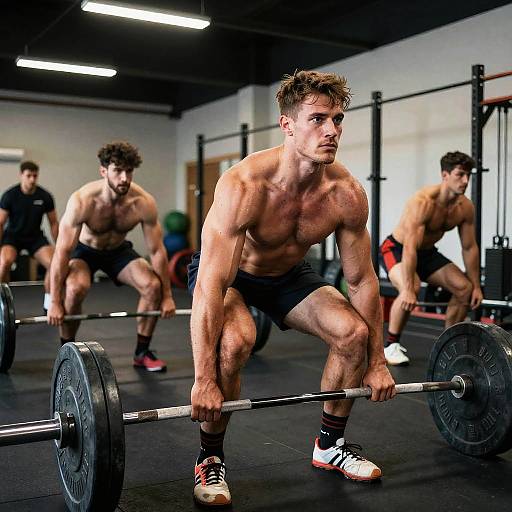 Ripped Rugby Players Training Intensely