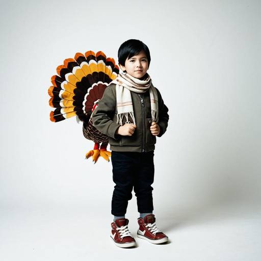 Boy in Hand Turkey Costume Portrait