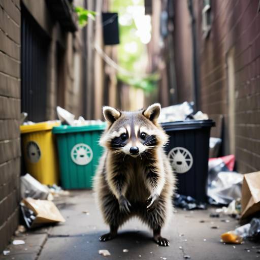 Mischievous Raccoon in Trashy Alley