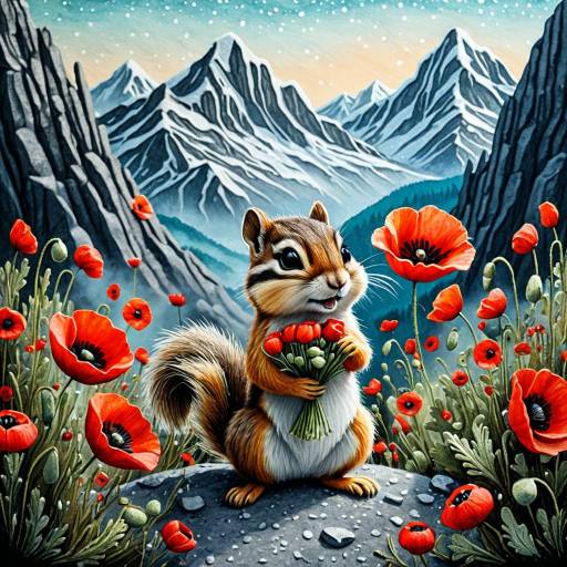 Whimsical Chipmunk Amidst Poppy Dreams