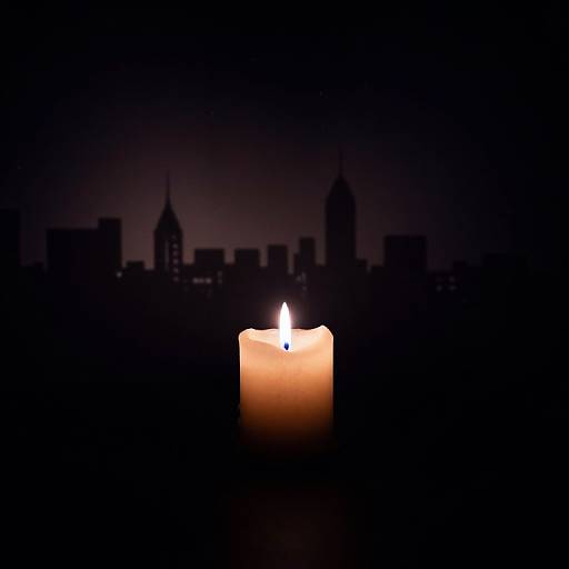 Blue Flame Candle Casting City Shadow