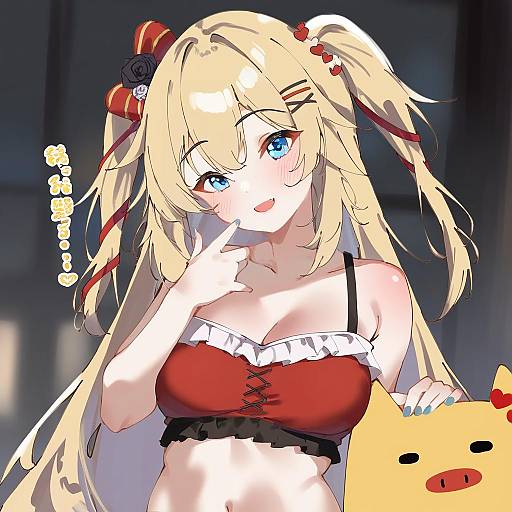 Illustration of Haaton (akai haato), hololive in the style of Lamb (hitsujiniku)