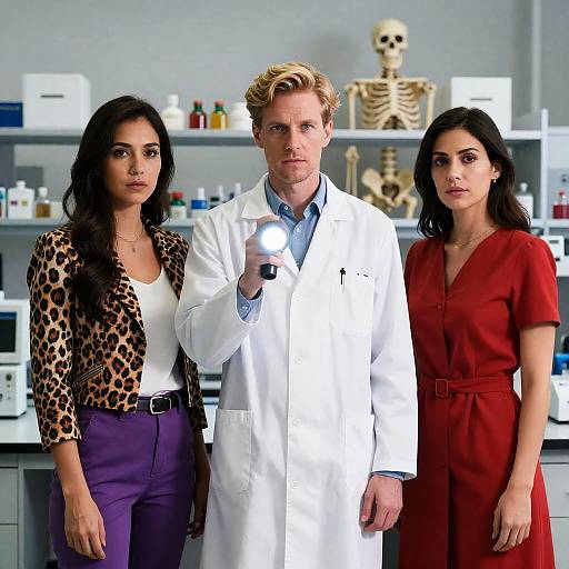 Dynamic Laboratory Scene with Three Individuals