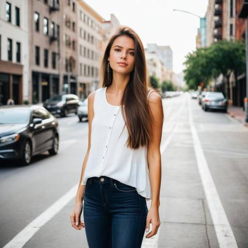 Young woman standing on city street