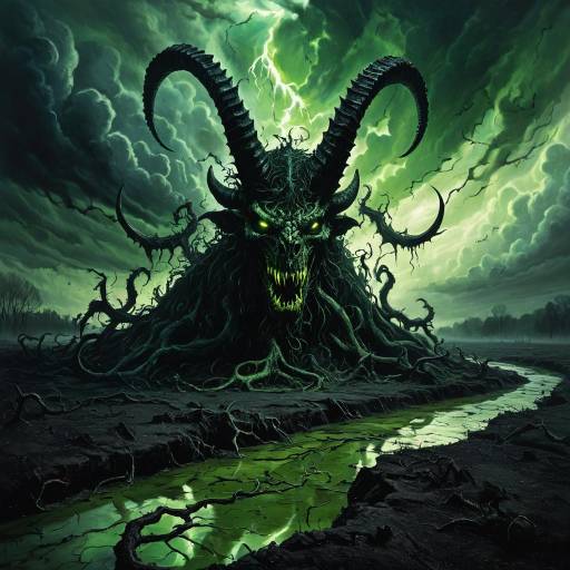 Demonic Spirit Emerging from Haunted Battlefield