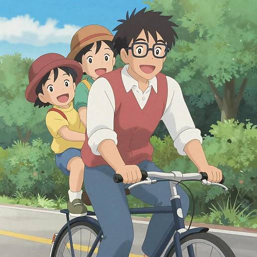 Joyful Bicycle Ride with Children