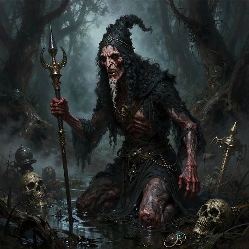Malformed Witch Doctor in Foggy Swamp