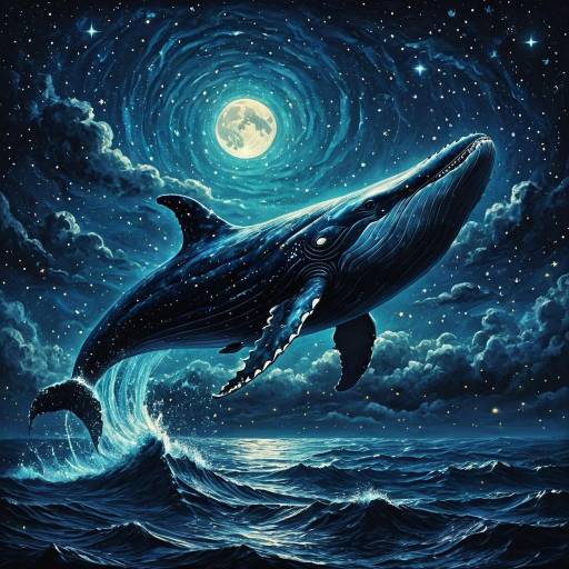 Celestial Whale in Starry Night Sky