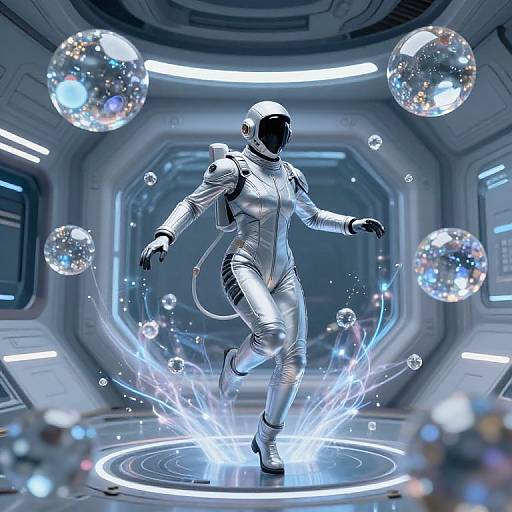 Zaphn in Futuristic Zero-Gravity Chamber