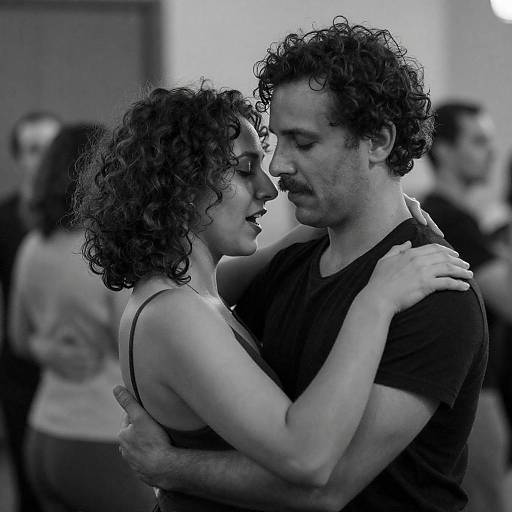 Couple Dancing Closely in Black and White