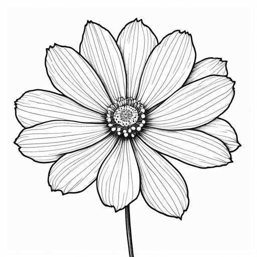 Elegant Cosmos Flower Line Drawing