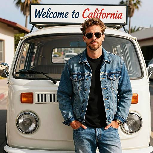 Confident Man with Vintage VW Van