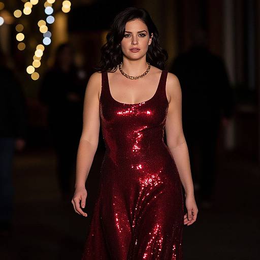 Confident Woman Walking Night Street