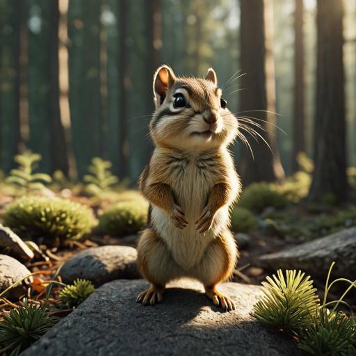 Cute Chipmunk in Woodland