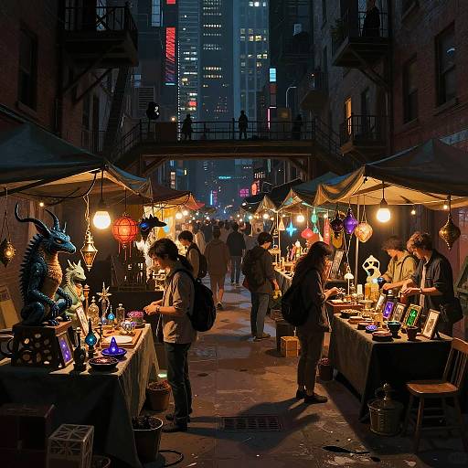 Urban Fantasy Underground Market Scene