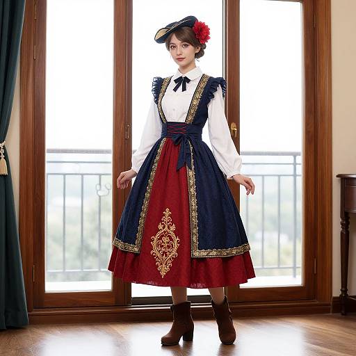 Elegant Woman in Embroidered Dress