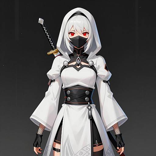 Anime Character with White Hair and Swords