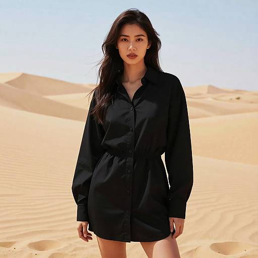 Minimalist Woman in Desert Mirage