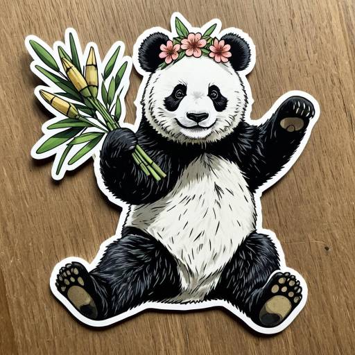 Whimsical Panda Sticker with Flower Crown