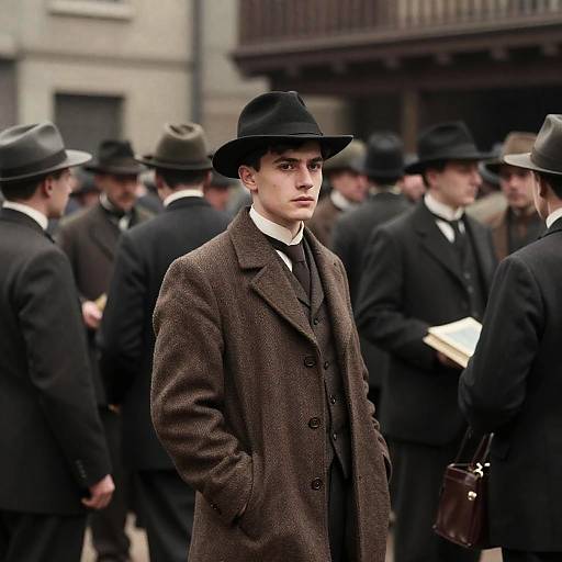 Bustling Early 20th Century Street Scene