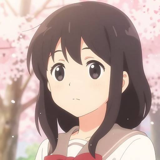 Shy Schoolgirl with Shiny Black Eyes