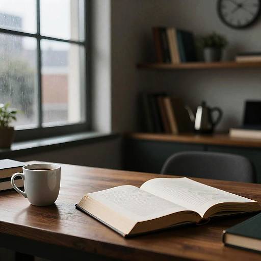 Cozy Rainy Day Desk Scene