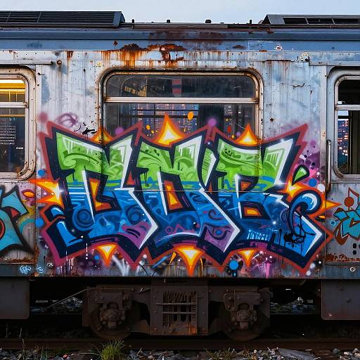 Energetic Graffiti on Abandoned Subway