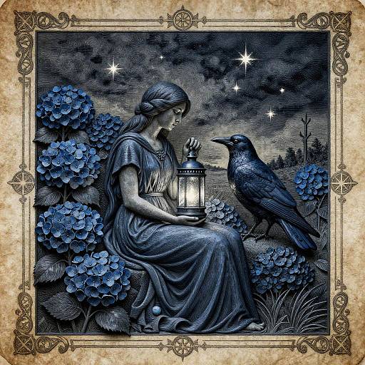 Neo-Gothic Lady with Midnight Raven