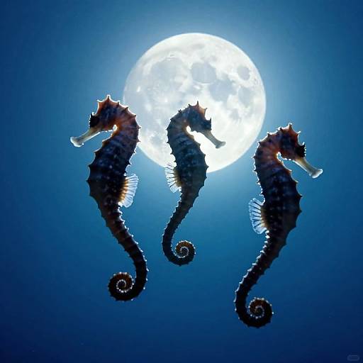 Seahorses Beneath Ethereal Moonlight