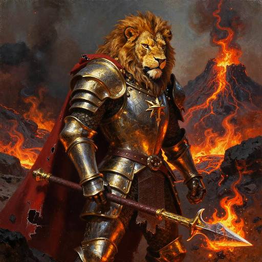 Griffin Commander with Flaming Halberd