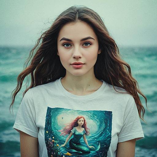Enigmatic Mermaid in T-Shirt Art