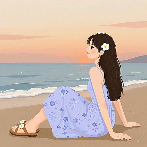 Young Woman at Sunset Beach