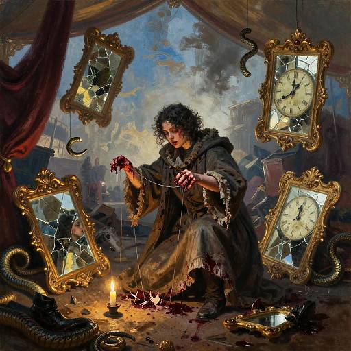 Bleeding Minstrel Amidst Collapsing Marquee