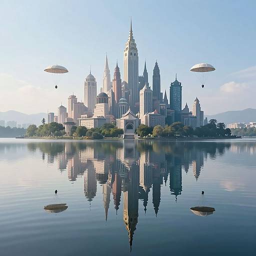 Surreal Inverted Cityscape Reflection