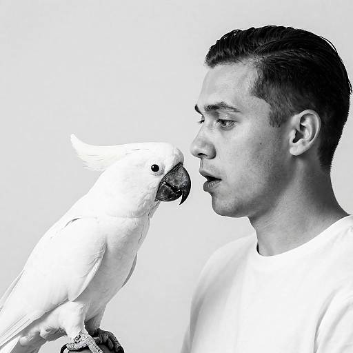 Surprised Man and Peckish Cockatoo