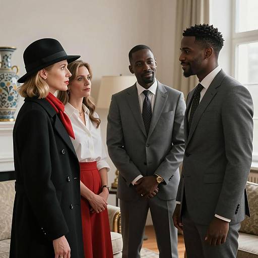 Three Diverse Friends in Stylish Room