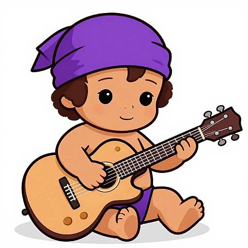 Baby Jimi Hendrix Cartoon Illustration