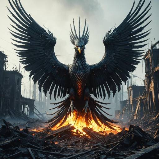 Ultra Realistic Phoenix Rising from Ashes