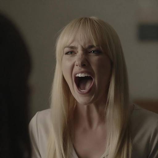 Intense Scream of a Blonde Woman