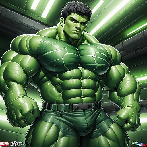 Illustration of Hulk, marvel in the style of Sakurai makoto (custom size)