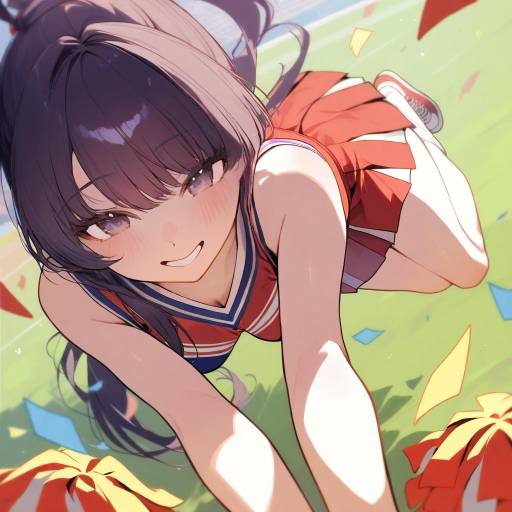 Dynamic Cheerleader Scene with Shoko Komi