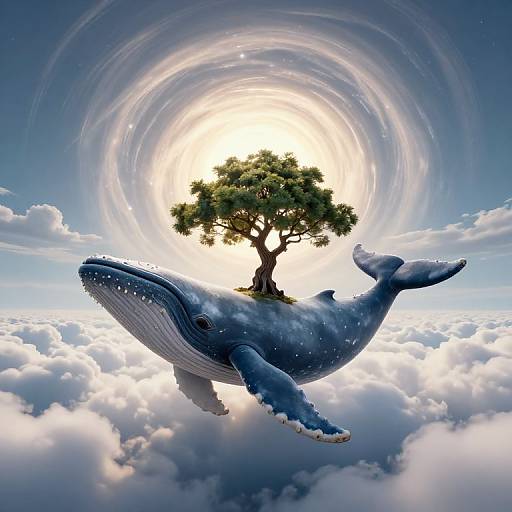 Majestic Whale with Serene Tree